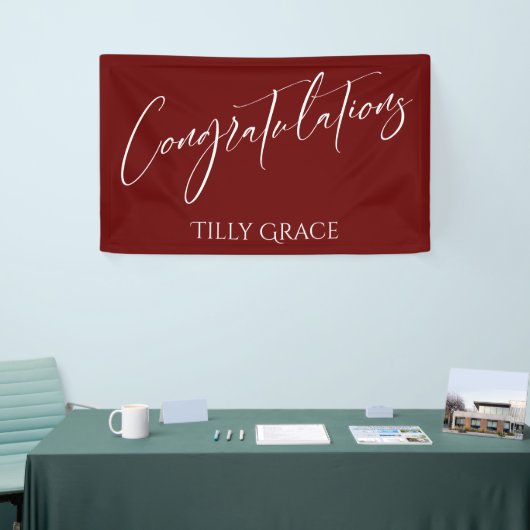 おめでとう手書きタイポグラフィブルゴーニュ 横断幕 (トレードショー)