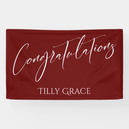 おめでとう手書きタイポグラフィブルゴーニュ 横断幕 (横)