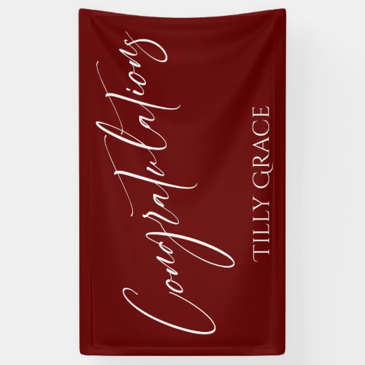 おめでとう手書きタイポグラフィブルゴーニュ 横断幕 (縦)