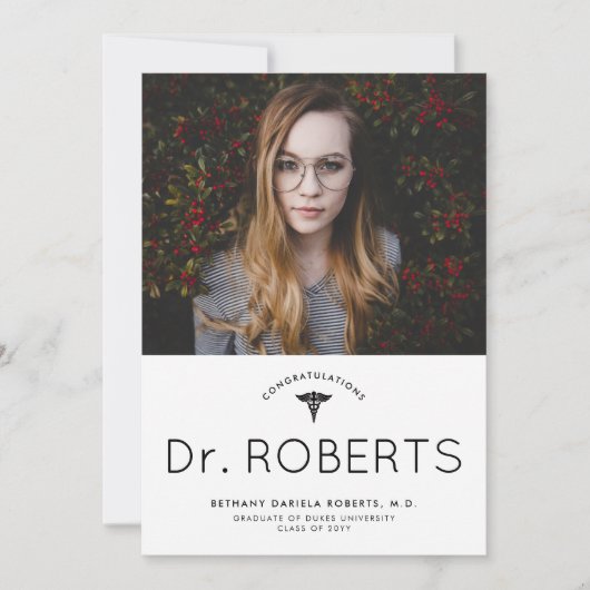 おめでとう文書の卒業発表 招待状 (正面)