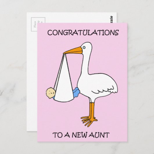 おめでとう新しい叔母に男の赤ちゃん ポストカード (正面/裏面)