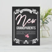 おめでとう新しい祖父母/新生児ガール サンキューカード (スタンド正面)