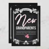 おめでとう新しい祖父母/新生児ガール サンキューカード (正面/裏面)