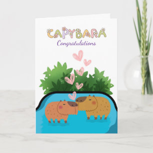 おめでとう新婚カップルCapybaraスイミング カード