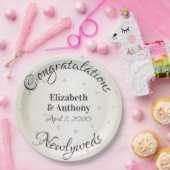 おめでとう新婚金ゴールドハート紙プレート ペーパープレート (パーティー)