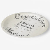 おめでとう新婚金ゴールドハート紙プレート ペーパープレート (アングル)