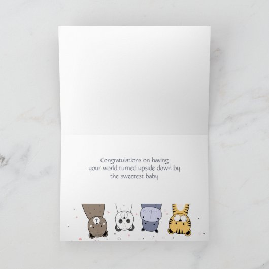 おめでとう新生児おもしろい動物アニメ  カード (内部)