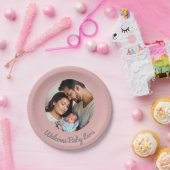 おめでとう新生児ガールピンク、ようこそベビー ペーパープレート (パーティー)