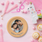 おめでとう新生児ガールピーチ、ウェルカムベビー ペーパープレート (パーティー)