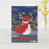 おめでとう新生児スーパーヒーロー生まれ カード (黄色い花)