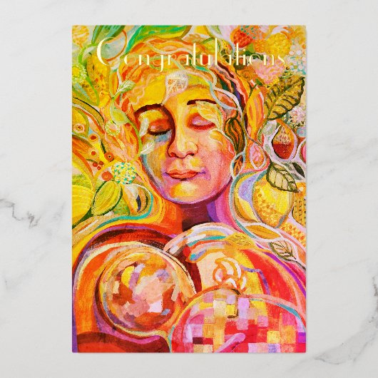 おめでとう新生児フォイルホリデーカード 箔シーズンカード (正面)