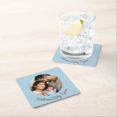 おめでとう新生児ボーイブルー歓迎ベビー スクエアペーパーコースター (インサイチュ)