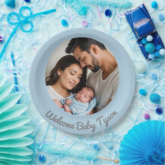 おめでとう新生児ボーイブルー歓迎ベビー ペーパープレート (パーティー)