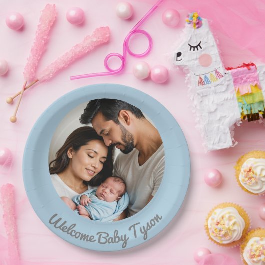 おめでとう新生児ボーイブルー歓迎ベビー ペーパープレート (パーティー)