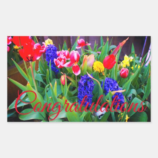 おめでとう春の花#3シール 長方形シール (正面)