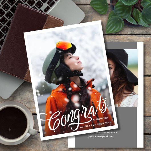 おめでとう書大学院写真招待状 招待状