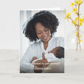 おめでとう母パパ新生児フォトカスタム カード (黄色い花)