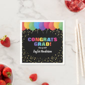 おめでとう気球金ゴールド紙吹雪卒業 スタンダードカクテルナプキン (インサイチュ)