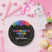 おめでとう気球金ゴールド紙吹雪卒業 ペーパープレート (パーティー)