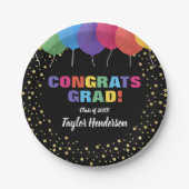 おめでとう気球金ゴールド紙吹雪卒業 ペーパープレート (正面)