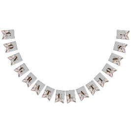 おめでとう水彩ピンクローゼズバレリーナ バンティングフラッグ