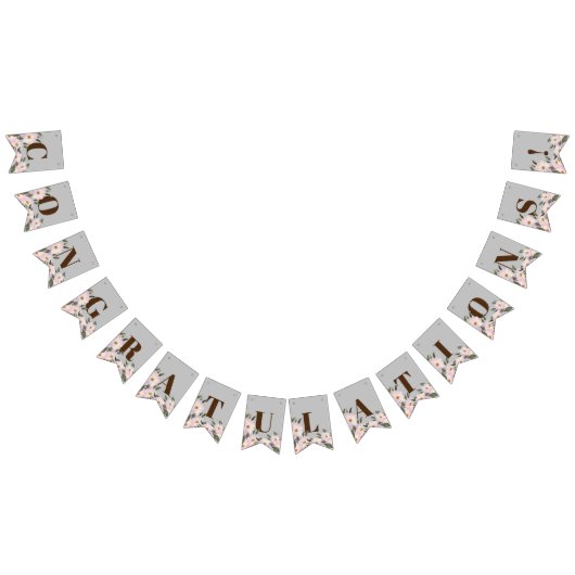 おめでとう水彩ピンクローゼズバレリーナ バンティングフラッグ (全)