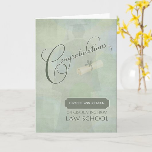 おめでとう法科大学院名前をカスタムする カード (黄色い花)