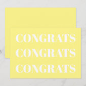 おめでとう淡い色のイエロモダンホワイトカード (正面/裏面)