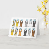 おめでとう漫画の猫 カード (黄色い花)