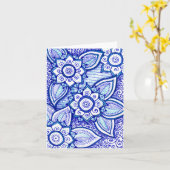 おめでとう王室のブルーダマスクインディアンマンダラ カード (黄色い花)