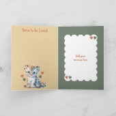 おめでとう男の赤ちゃんかわいいヒョウのオレンジ カード (内部)