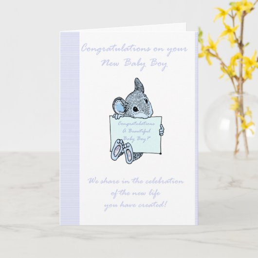 おめでとう男の赤ちゃんカード、新生児 カード (黄色い花)