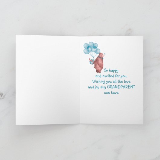 おめでとう男の赤ちゃんファンテディベアバルーンカー カード (内部)