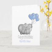おめでとう男の赤ちゃん象 カード (黄色い花)
