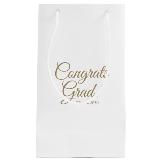 おめでとう白書金ゴールド授業エレガント年 スモールペーパーバッグ (正面)