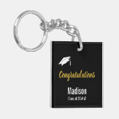 おめでとう白黒と金ゴールド卒業 キーホルダー (正面左)