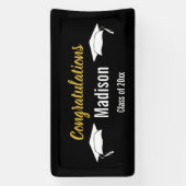 おめでとう白黒と金ゴールド卒業 横断幕 (縦)