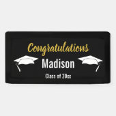 おめでとう白黒と金ゴールド卒業 横断幕 (横)