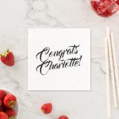 おめでとう白黒カスタムスクリプト名エレガント スタンダードカクテルナプキン (インサイチュ)