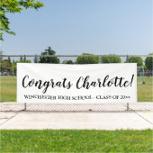 おめでとう白黒カスタムスクリプト文字の卒業 横断幕 (インサイチュ)