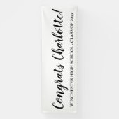 おめでとう白黒カスタムスクリプト文字の卒業 横断幕 (縦)