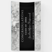 おめでとう白黒クリスタル卒業バナー 横断幕 (縦)