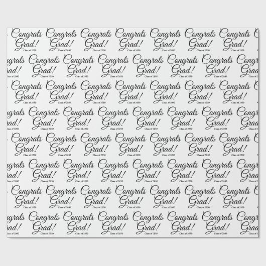 おめでとう白黒文字カスタム学年 ラッピングペーパー (フラット)