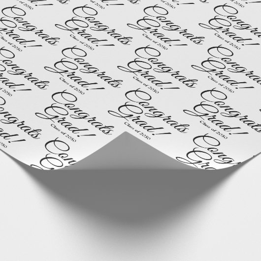 おめでとう白黒文字カスタム学年 ラッピングペーパー (角)