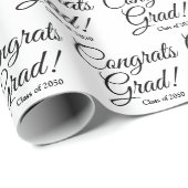 おめでとう白黒文字カスタム学年 ラッピングペーパー (ロールコーナー)