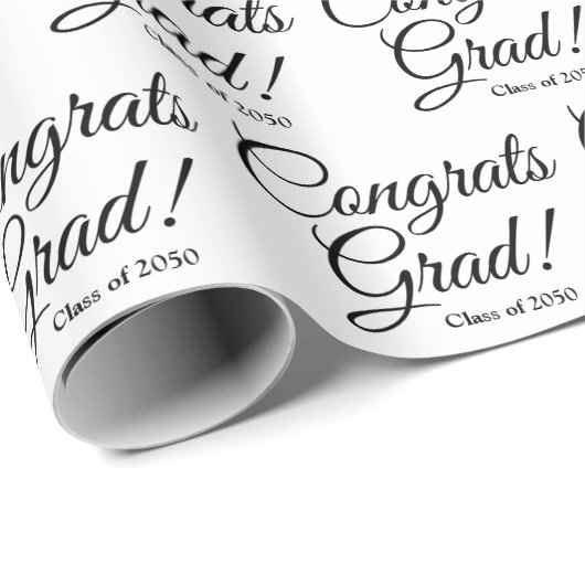 おめでとう白黒文字カスタム学年 ラッピングペーパー (ロールコーナー)