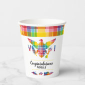 おめでとう米ヴァージン諸島マドラスフラッグ&アイランズ 紙コップ (正面)