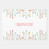 おめでとう紙吹雪ストリーマー数々の金ゴールドカラー ラッピングペーパーシート (正面3)