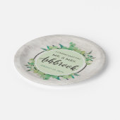 おめでとう素朴ウッド&ユーカリプトゥス植物学 ペーパープレート (アングル)