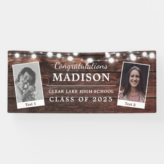 おめでとう素朴ズWood String Lights Grad 2 – 写真 横断幕 (横)